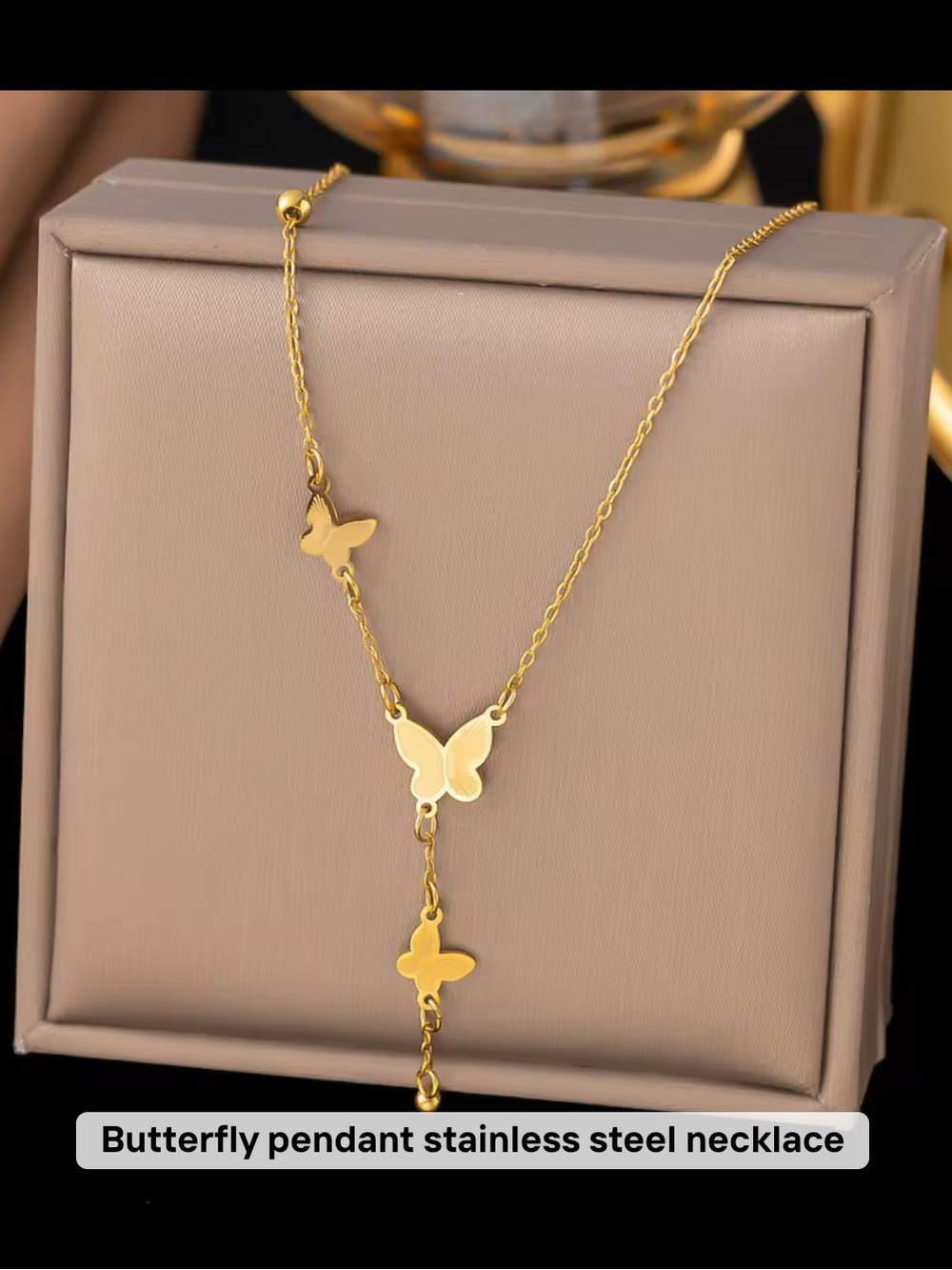 Gold Butterfly stainless steel Pendant Necklace - Women Jewelry